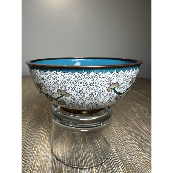 5” Cloisonné Bowl With Cherry Blossoms & Branches Design - Chinese - Picture 5 of 8